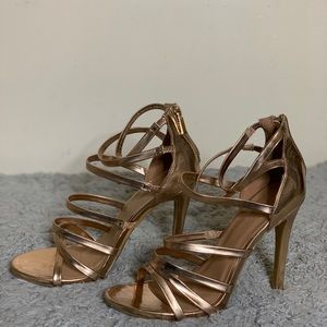 Rose gold strappy heels